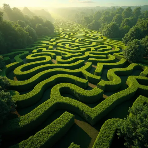 a huge maze made of hedges, viewed from above