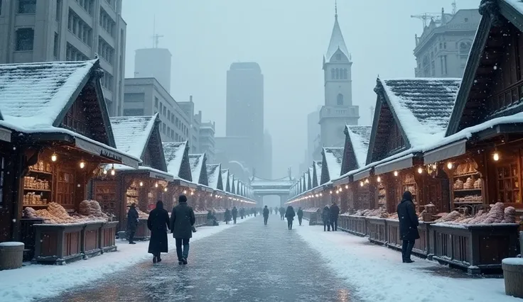 A market in Snow City is free of humans
