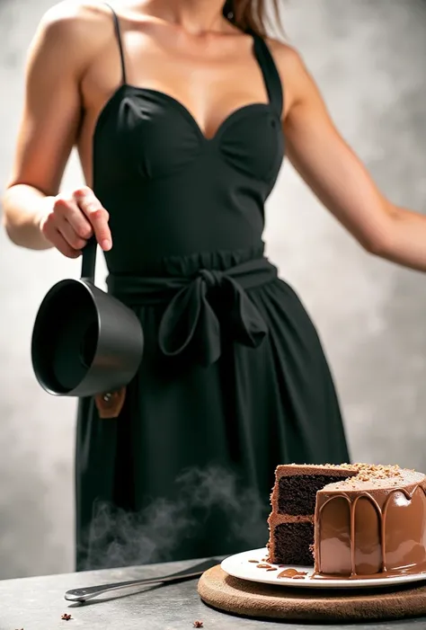 Chocolate movie scene, chocolate cake, dark background, high quality photo, wet texture, frosting, studio photo, slide, shallow depth of field, vignette, high detail, big budget, bokeh, cinematic, moody, epic, gorgeous, film grain, grainy