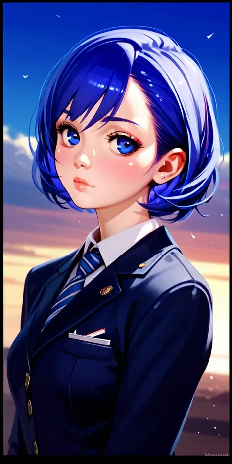 a close up of a woman in academy uniform walking in a school, seductive anime girl, extremely detailed artgerm, ilya kuvshinov. 4 k, ilya kuvshinov landscape, detailed digital anime art, anime style 4 k, anime girl, illya kuvshinov, short blue haired woman...