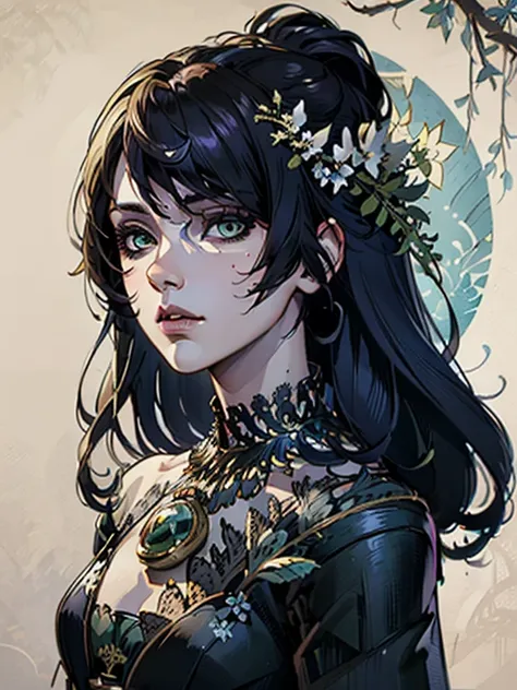 Trends on ArtStation, Trends on CGSociety, Intricate, High Detail, Sharp Focus, Dramatic, Realistic Art of Drawing by Midjourney and Greg Rutkowski, Sketch, Masterpiece, Best Quality, Very Detailed, 1girl, Half, Beautiful Meticulous Eyes, Cute Anime Face, ...