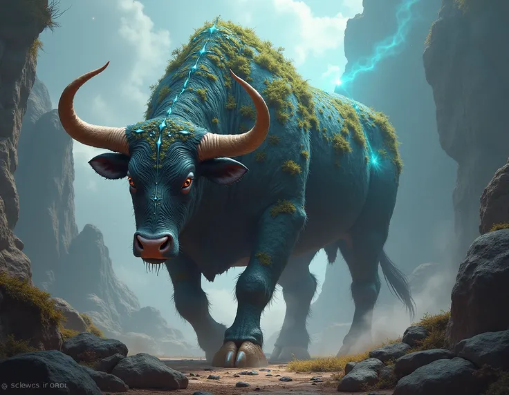 Bull (O Bull)

creature:  Guardian of the Earth
A colossus bull covered in gemstones and moss.  When it hits the ground , Causes tremors .  It represents stability and determination .