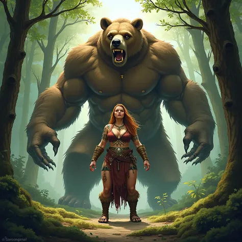 D&D female druid dwarf turning into a giant bear