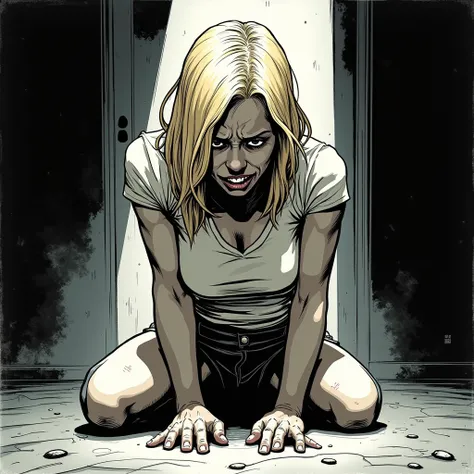 Blonde Woman Committing Suicide
Comic style (make the comic lines)