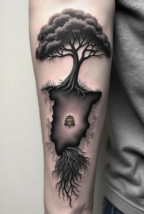 Prompt para la Transición (Conexión de Argentina a España):

"A black and gray tattoo design representing the transition between Argentina and Spain. A stylized map connects the two countries with a flowing line resembling a river or path, symbolizing the ...