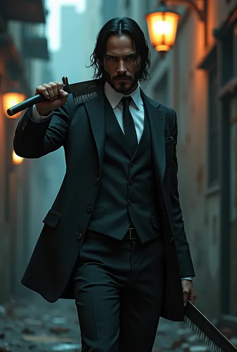 John Wick holding a saw Tico Tico