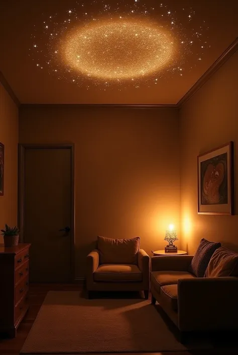 A dark Cozy room with starlight plafon