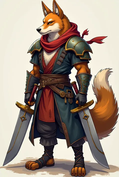 warrior dog  ,  holding two extremely large knives, Cover ,  high resolution ,  top quality ,  Best quality,  with paid rewards ,  peerless masterpiece ,  perfect artwork ,  ridiculous resolution ,  high quality illustration  ( Final Fantasy style ) ( idea...