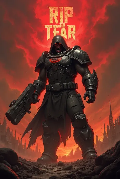 The written phrase RIP &  TEAR with the writing of the Doom logo