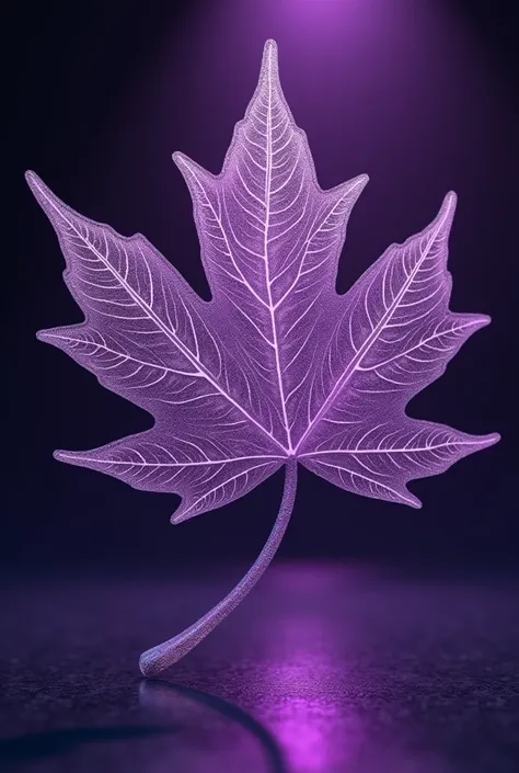 A grand 4K ultra-HD composition. A single maple leaf is laser-engraved, perfectly transforming into an elegant top Thai Lee model. A fully nude figure with flowing lines is illuminated by a penetrating purple light that emphasizes translucency and delicate...