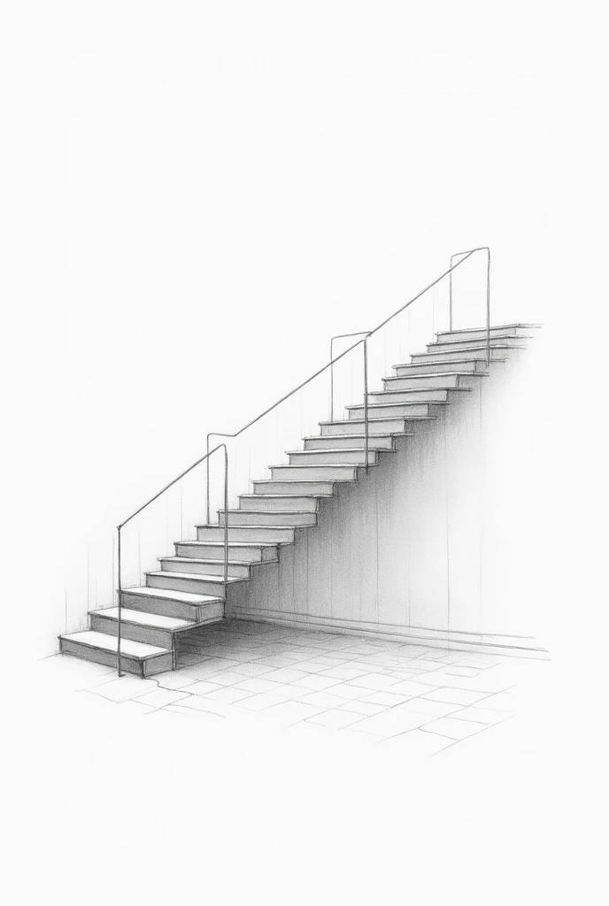 create an abstract pencil sketch of a stairs, the sketch should be on the whole page, avoid any physical or facial attributes 