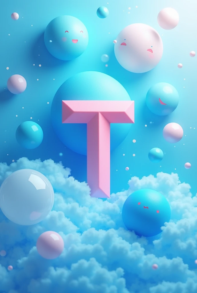 I need an image with the letter T with a colorful background mostly blue and white in shape since its for a cover image of a featured Instagram story