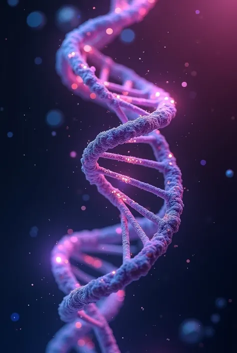 I need a picture of DNA for my presentation. it should be eye catching and attractive. The color combo should be purple, pink and blue contrast. IT SHOULD BE SHINY AND ANIMATED TYPE. More