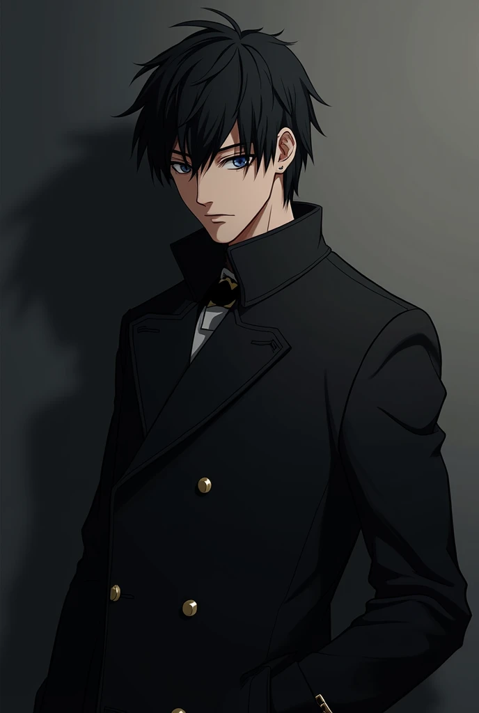 Anime male with black coat 