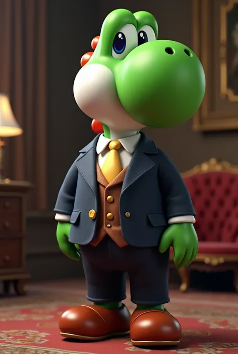 A yoshi in an elegant suit 