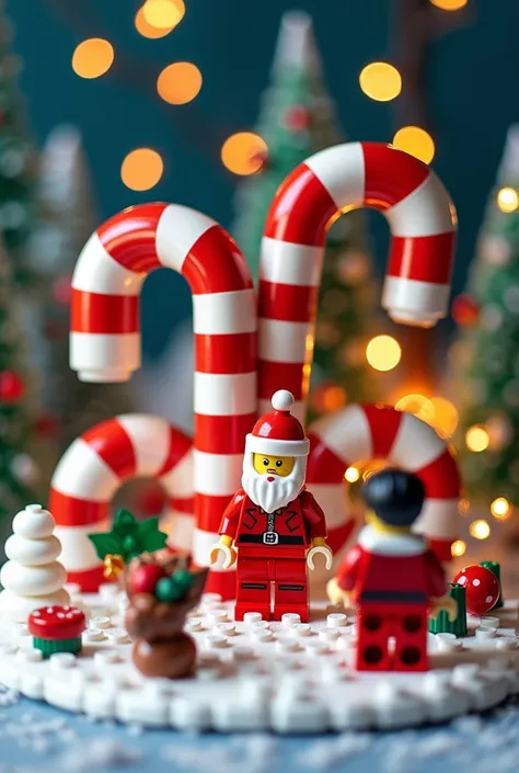  create LEGO Christmas decoration, Candy sticks 