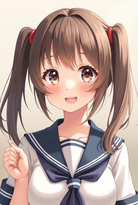  twin tails,  realism, Character portrait,  smiles,  sailor suit ,
