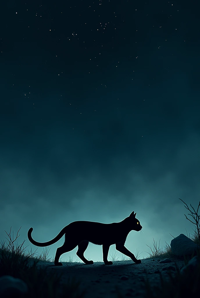 A cat under stars, free and untamed.