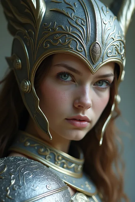 (l1vvydunne:.95), High angle photo of artwork， shows a beautiful young Valkyrie woman，In the style of Stefan Kostic, Real skin texture ,(Winged helmet:1.1), (Valkyrie Armor :1.2), 1 / 2 Body cutting, 8 5mm Art Lens, 1. 2,  clearly focuses , 8k HD,  extreme...