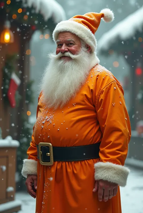 Santa Claus in orange dress and orange cap 