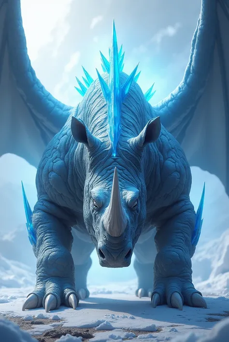 create 32k: A dangerous fighting evolved hybrid fusion with an aura. The hybrid creature is a mix of an ice dragon and a rhino. It combines the massive, sturdy body of a rhino with the scaly, icy blue skin of an ice dragon. The hybrids coloration features ...