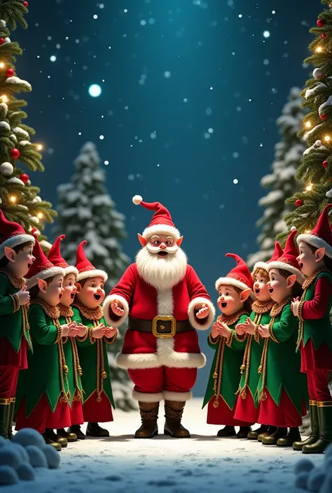 A choir where the choristers are disguised as elves and the director is Santa Claus
