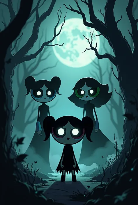  gotic power puff girls, on dark forest