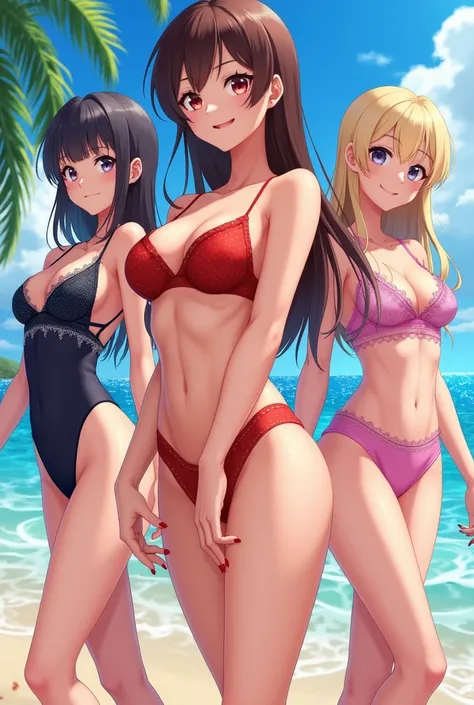 sexy anime style girls in swimsuits