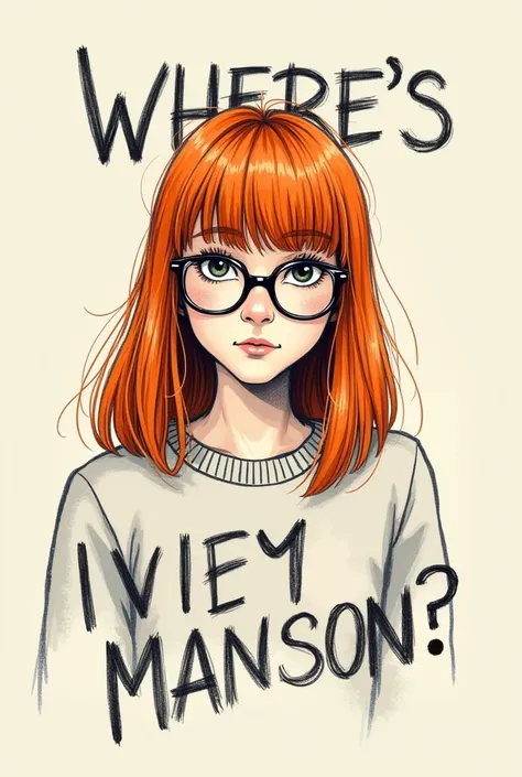 It is a book cover. I need a Missing post, with a straight ginger haired girl in the middle, using glasses and a sweater, and the hair HALF-up, a typical 80s nerd. I need the title "Wheres Ivey Manson?" in some part of it. Not too colorful. I want it in th...