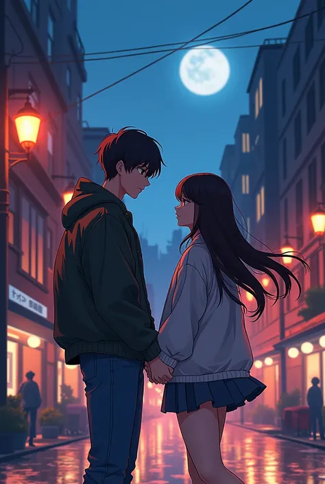 anime couple in a city street with a street light in the background, artwork in the style of guweiz, inspired by Yanjun Cheng, loish and ross tran, guweiz, by Yanjun Cheng, ross tran and bayard wu, in the style of ross tran, ross tran and ilya kuvshinov, b...