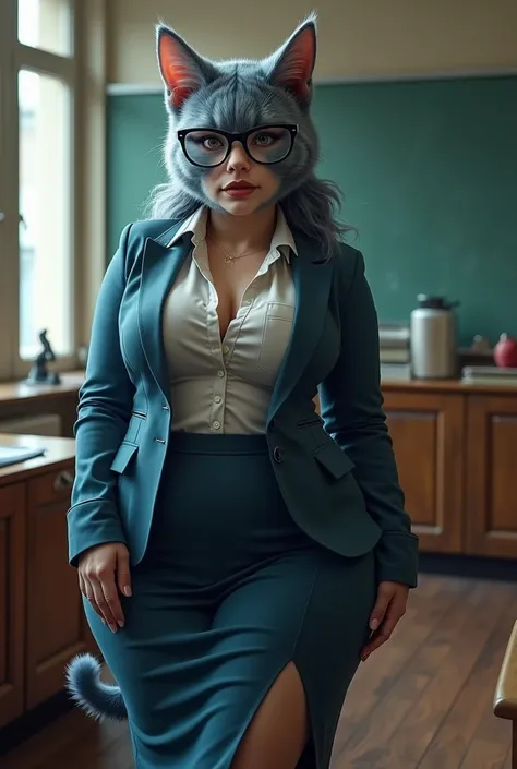 create furry anthro furry woman full body  milf hot blue cat teacher nicole watterson glasses 