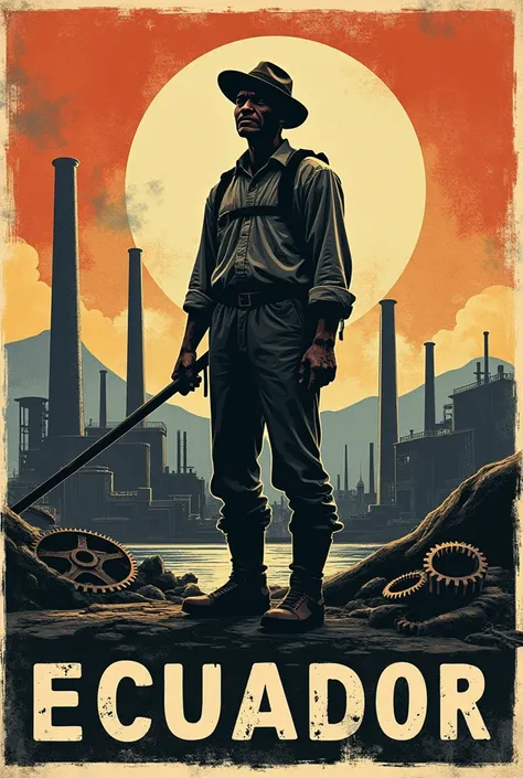 Act like an illustrator ,  I need a poster with Ecuadors unemployment as its main theme ,  but the style of this poster has to resemble the style of the posters of the industrial revolution,  style make the poster simple but creative so you can draw it, Ma...