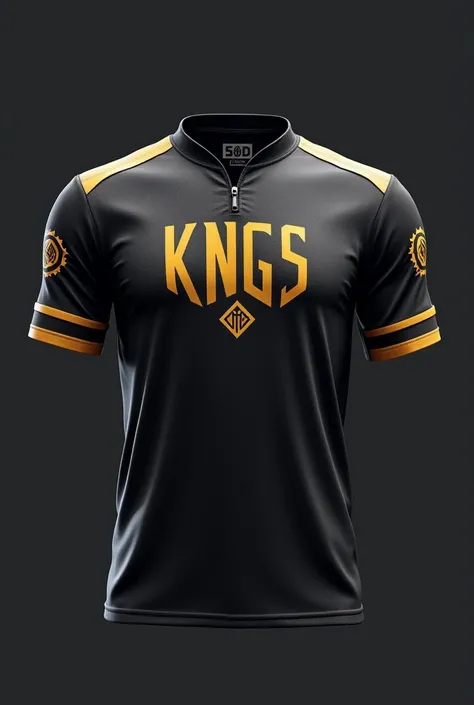 Create a jersey design from a gaming guild called Kingsman.  The uniform must look professional , stylish and ready to battle , } with a perfect balance between elegance and functionality .  The shirt must have sharp and clean lines , being suitable for a ...