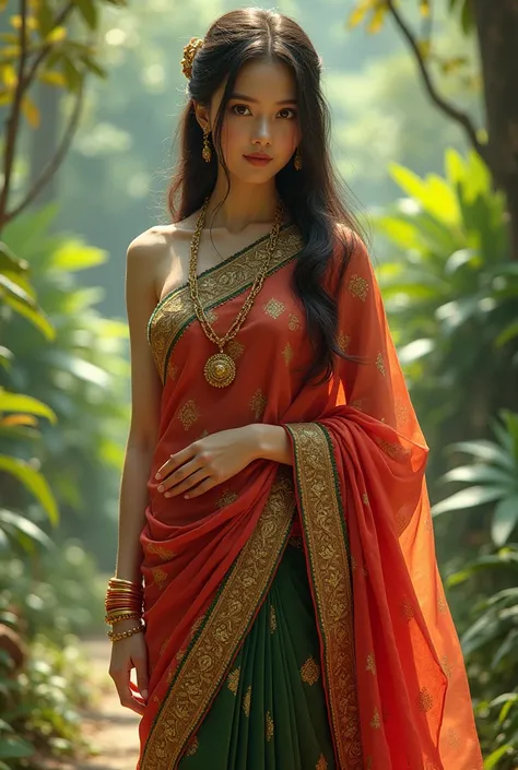 Thai girl wearing indian saree