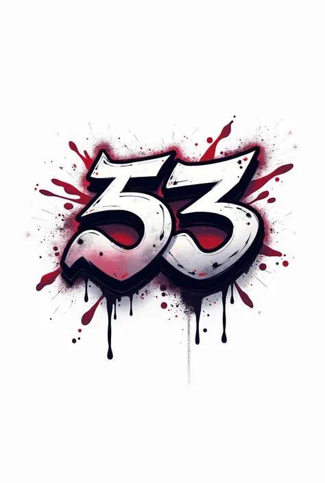 Create a graffiti on a white background with the number 53