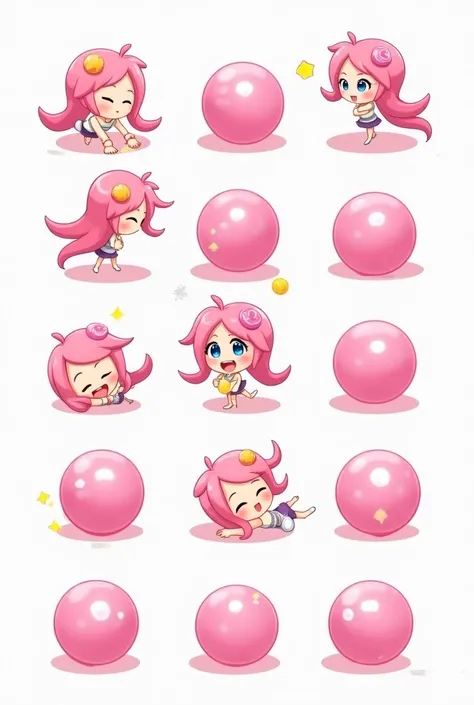 Pink girl and pink ball sprite sheet image 