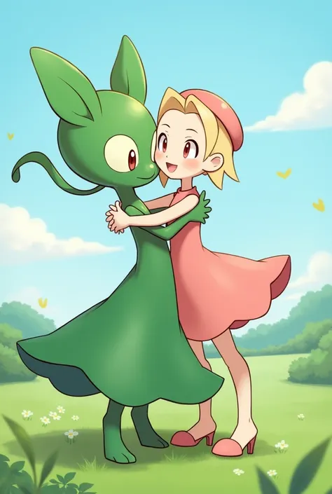 Meloetta hugging her coach 