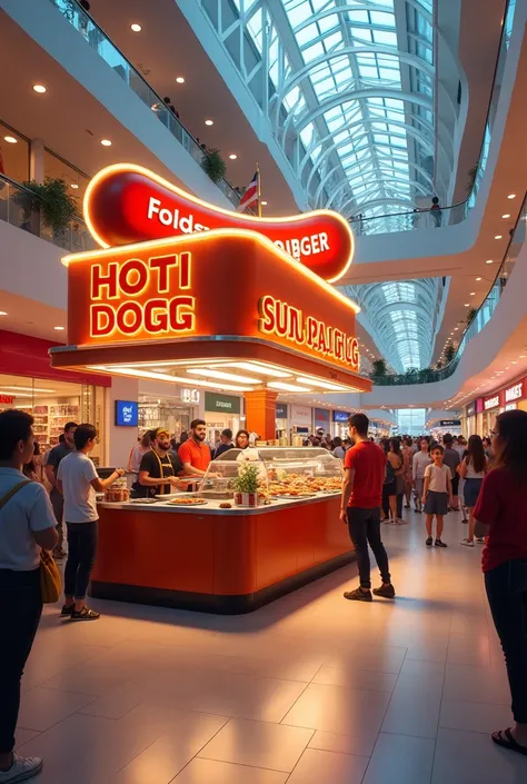 Hot dog stand in a shopping mall