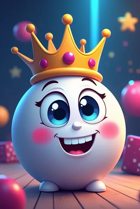 White gamer bowling ball logo with crown animated cartoon cartoon cartoon cartoon 