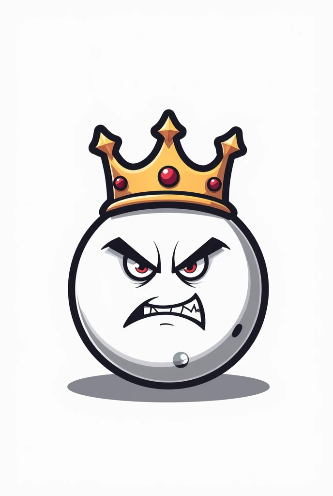 White gamer logo of a bowling ball with an angry cartoon crown