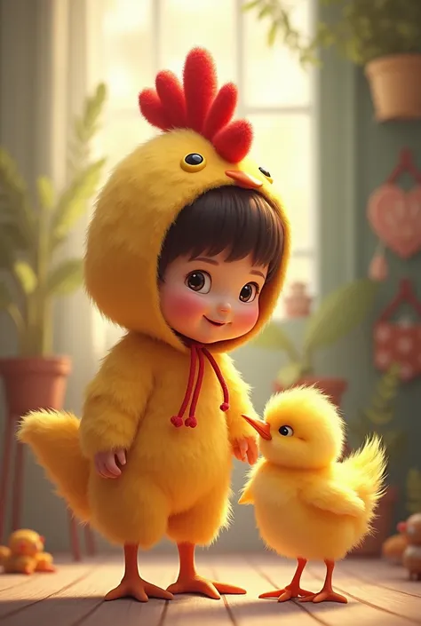 . "Chicken and Chick" Scene: Bacha ek chicken costume mein ek chick ke saath khada hai.
