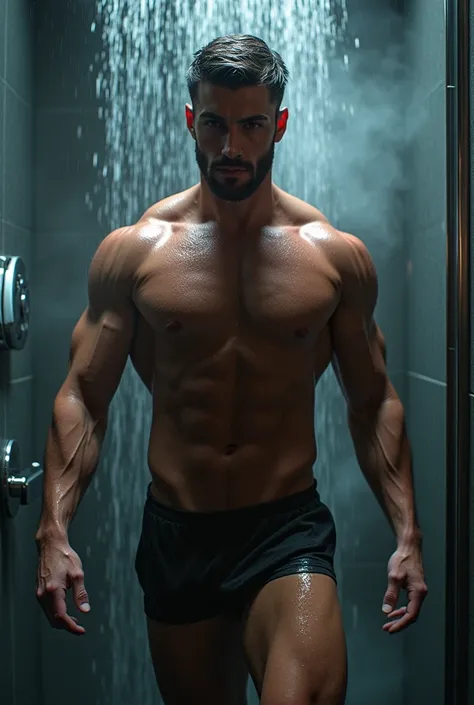 Homme sexy sortant de la douche tres tres muscler 