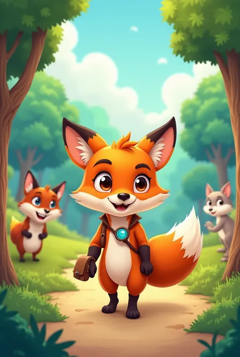 rompts
Copy
Create a cartoon character of a clever fox named Safi. Safi should be -friendly and appealing, with a warm, charming personality. He is an adventurous, witty detective who solves mysteries in a colorful forest setting. Safi has bright orange fu...