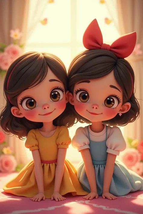 Two Disney-style girls looking at the audience