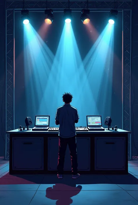 Create a comic of an empty DJ booth