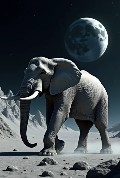 An elephant walking on the moon