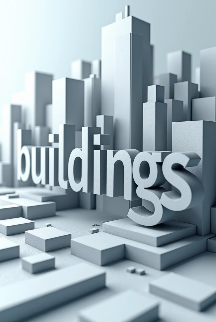 3d name "Buildings" in strong tones, Dimamico and professional 3d background, typography