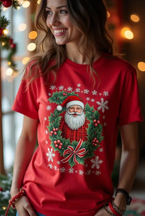 Red t-shirt with beautiful Christmas design
