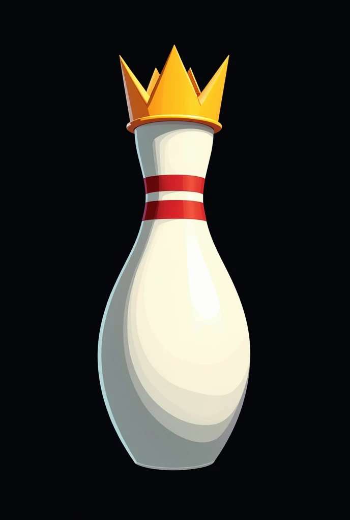 White gamer logo of a bowling pin with yellow crown serious cartoon animated black background