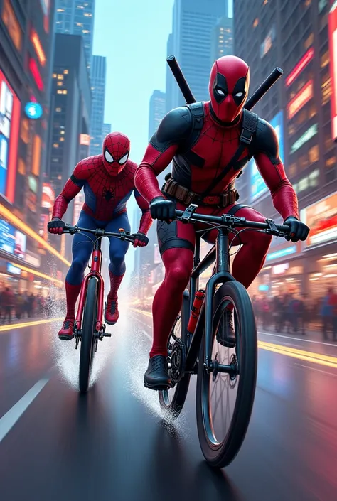 Dedpool Cycling race Spider-Man 